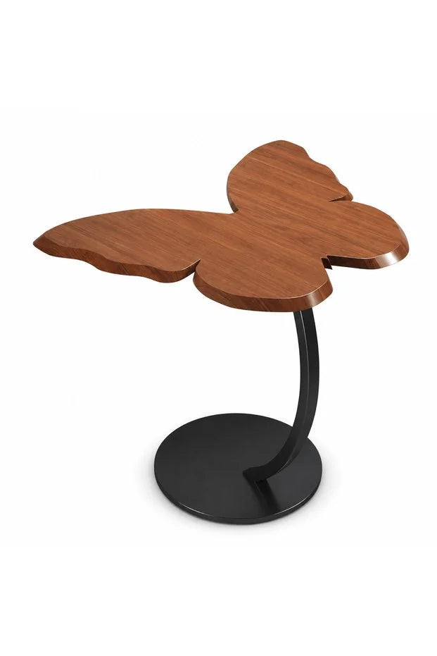 Masuta Laterala in Forma de C Blat Lemn Fluture Cadru Metalic Living Birou - imagine principala