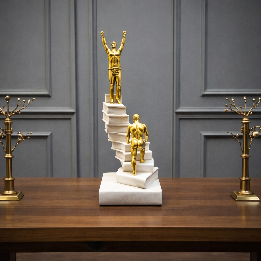 Statueta decorativa “Books Staircase” – simbol al succesului prin cunoastere si perseverenta, 30 cm