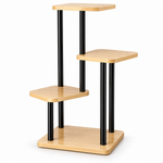 Suport ghivece pentru flori cu 4 niveluri, nuc deschis si negru, 80 cm
