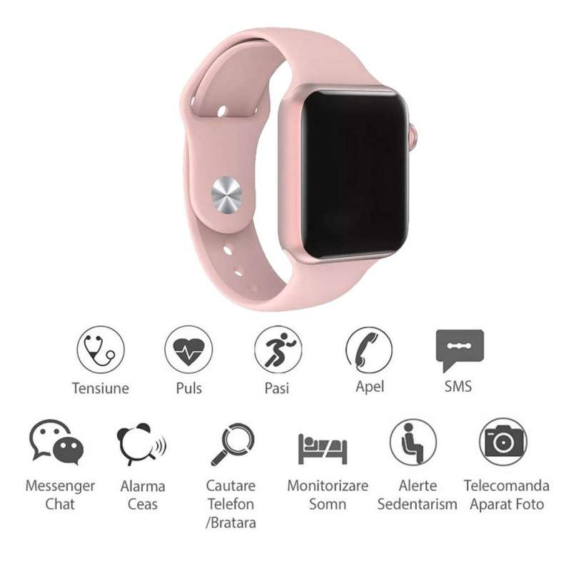 RESIGILAT - Ceas Smart I7 Promax, apeluri/sms/social media, monitorizare, somn, ritm cardiac, muzica, rezistent la apa,etc
