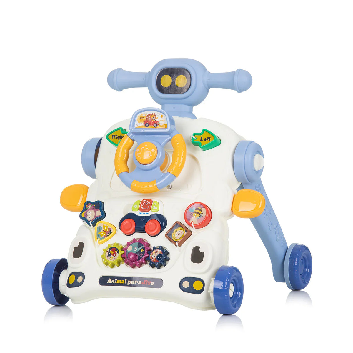 Antemergator 6 in 1  pentru Copii, cu Activitati Montessori de joaca si roti anti-alunecare,