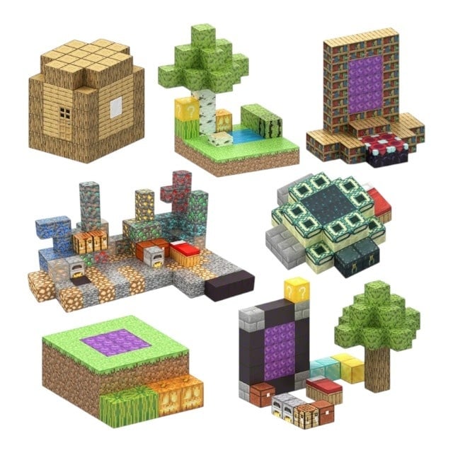 Blocuri magnetice de constructie 3D tip Minecraft, 2.5 cm, 75 piese