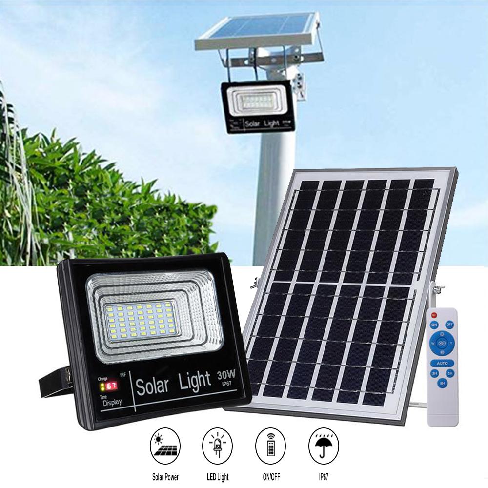 Proiector LED cu panou solar si telecomanda, IP67