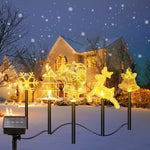 Set Decorațiuni Solare de Crăciun pentru Exterior, cu LED Lumină Caldă, 5 Modele și 2 Moduri de Iluminare