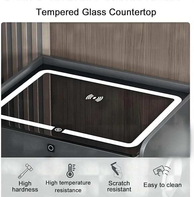 Noptiera Inteligenta cu Lampa LED Control Voce Bluetooth Incarcare Wireless - detaliu produs