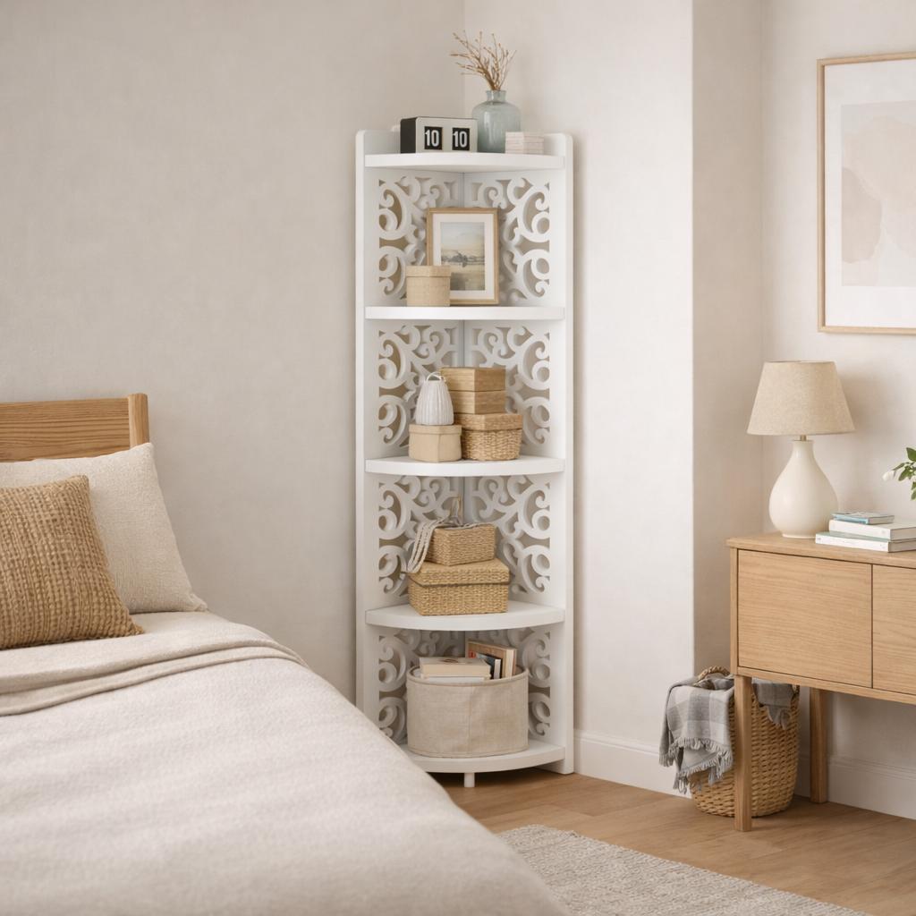 Raft Colt 4 Nivele Organizare Spatiala Design Modern Alb - detaliu produs