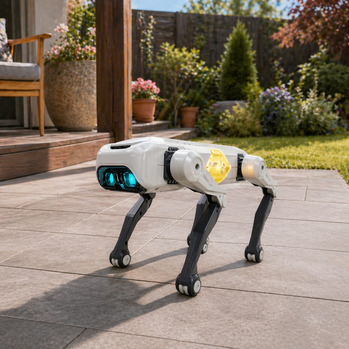 Catel robot inteligent RC, control telecomanda, aplicatie si comenzi vocale, functii AI, dans, lumini LED, gri