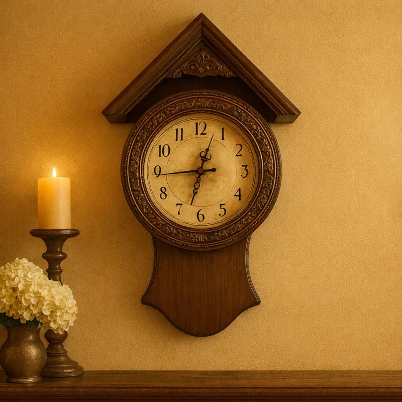 Ceas de perete cu pendul, model casuta, design elegant 30 x 50 cm