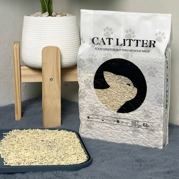 Litiera pentru pisici din tofu 6L, Formare rapida a bulgarilor, Absorbtie ridicata, Control eficient al mirosurilor