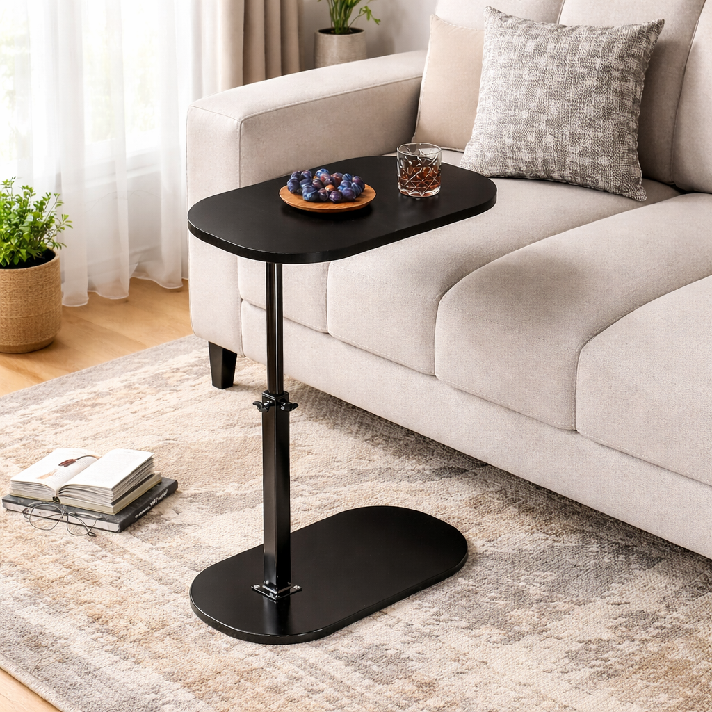 Masuta de cafea reglabila cu picior pentru pat sau canapea, blat rotativ 360° , 40 x 30 cm, inaltime 43-80 cm