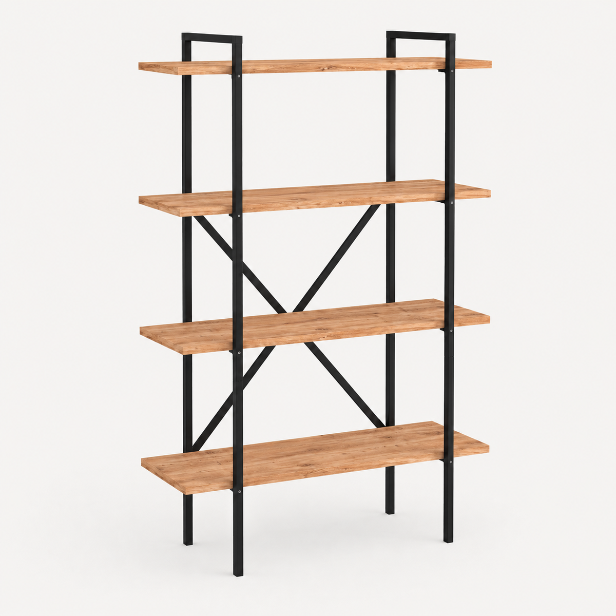Biblioteca moderna din PAL si metal 90x29,7x159,6 cm, cu 5 rafturi, pentru carti si decoratiuni