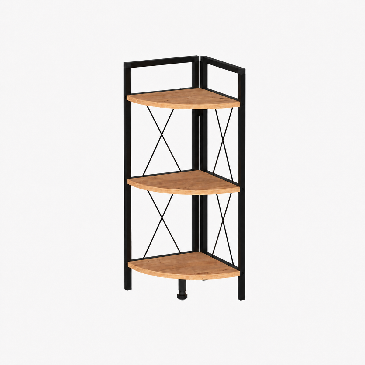 Etajera de colt din PAL si metal 33,5x33,5x87,3 cm, cu 3 rafturi, pentru living, baie sau birou