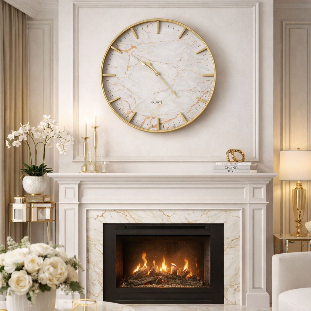 Ceas de perete premium cu design marmorat – 75 cm – stil elegant modern
