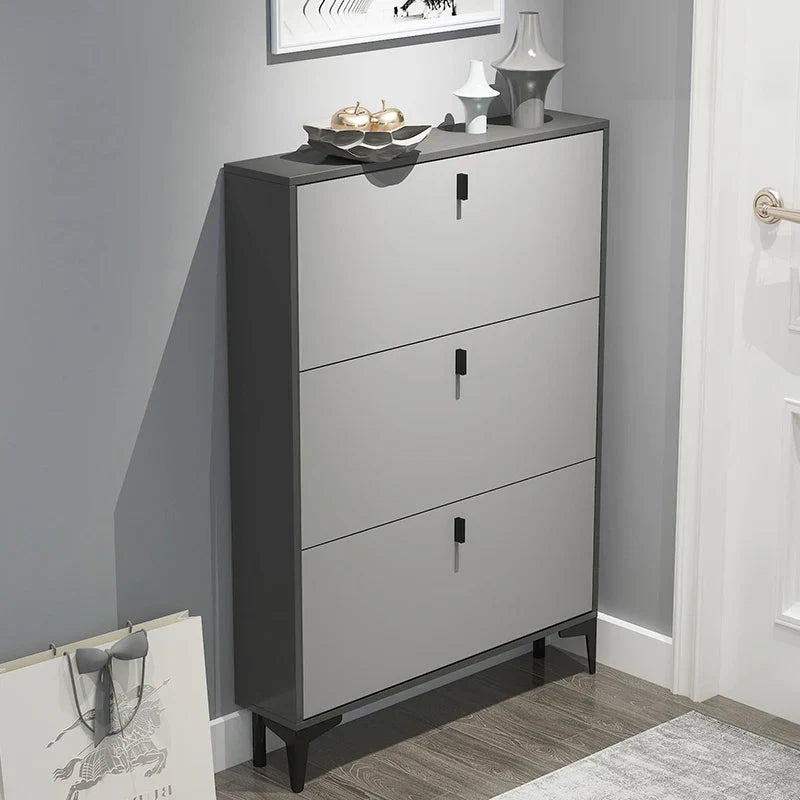 Pantofar modern cu 3 Uși – Gri, 50/80 x 17 x 120 cm