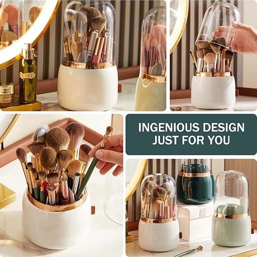 Cozevdnt Cutie Depozitare Pensule Machiaj Rotativa Capac Transparent Organizator - detaliu produs