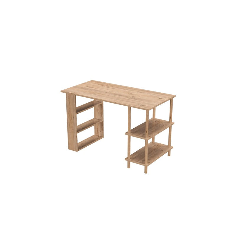 Birou de studiu cu raft dublu, MDF si lemn masiv, 120x60 cm