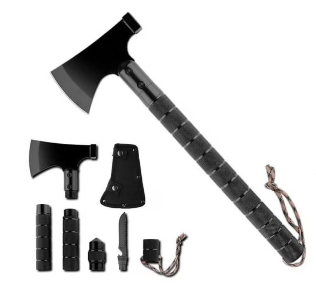 Topor Tactic Multifunctional pentru Camping cu Accesorii Intercambiabile