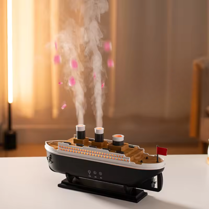 Umidificator de aer si difuzor, 6 lumini, capacitate 250 ML, functionare silentioasa, 2 moduri vaporizare, Negru
