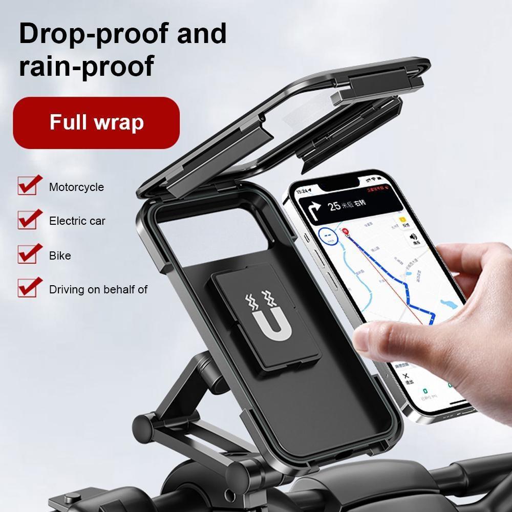 Suport telefon waterproof pentru Bicicleta / Motocicleta, Magnet puternic, Secure Grip, Rotire 360°, Adjustable Features, Smart Design, Hands-free, Negru