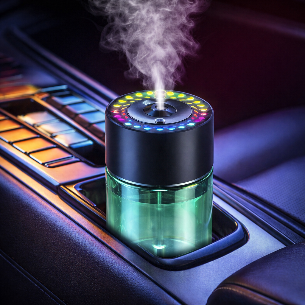 Odorizant auto cu proiector laser, umidificator si iluminare ambientala RGB
