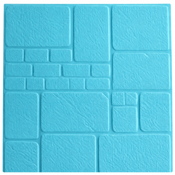 Tapet 3D caramida turquaz, auto-adeziv pentru interior, 70 x 77 cm - detaliu produs