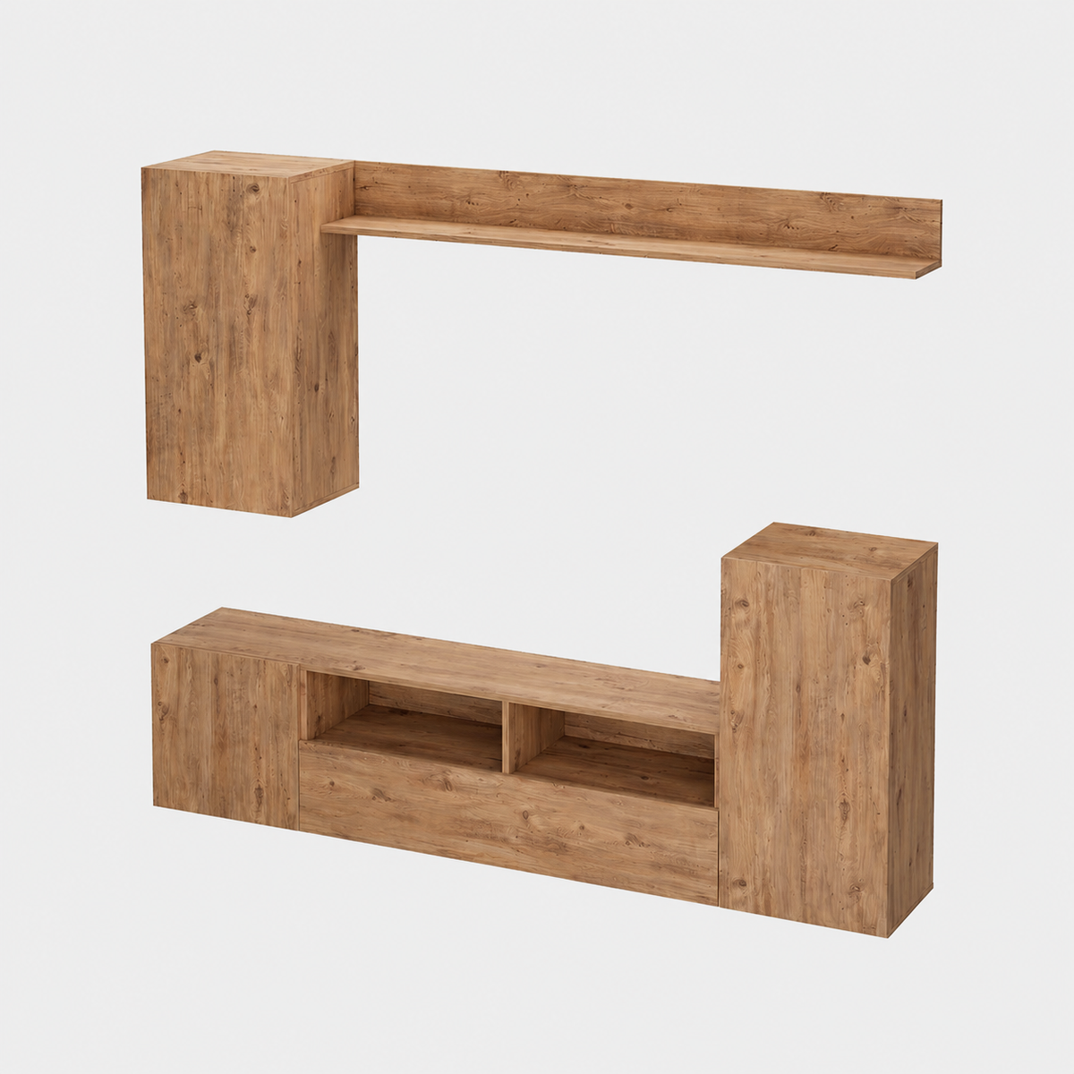 Comoda TV 210x38x90,4 cm, cu dulap suspendat, pentru living