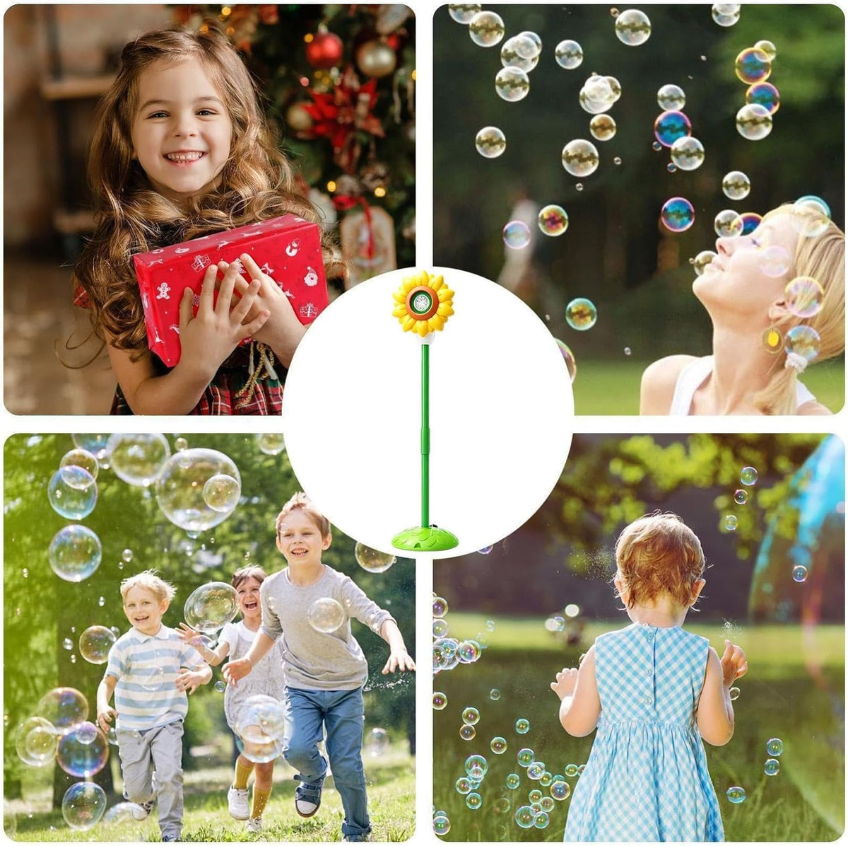 KK Bubble Blower Bubble Tower Jucarie Copii cu Muzica si Pulverizator Girasol 119cm - detaliu produs