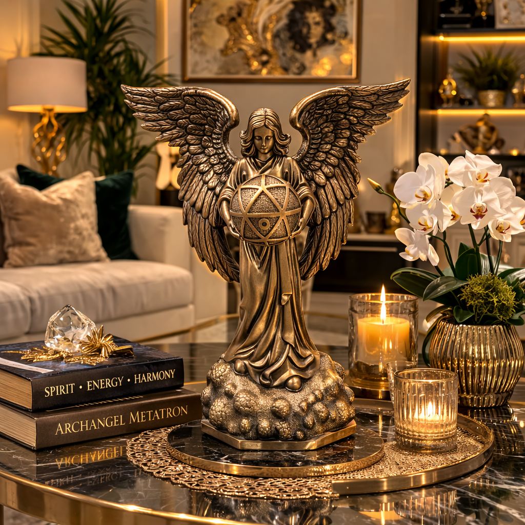 Statueta decorativa inger cu aripi design elegant decor spiritual 20x21 cm