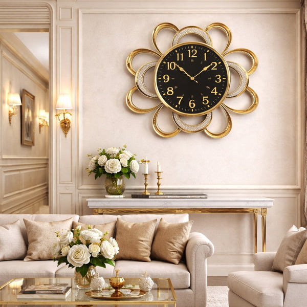 Ceas de perete decorativ floral 58 cm fosforescent design elegant modern silentios