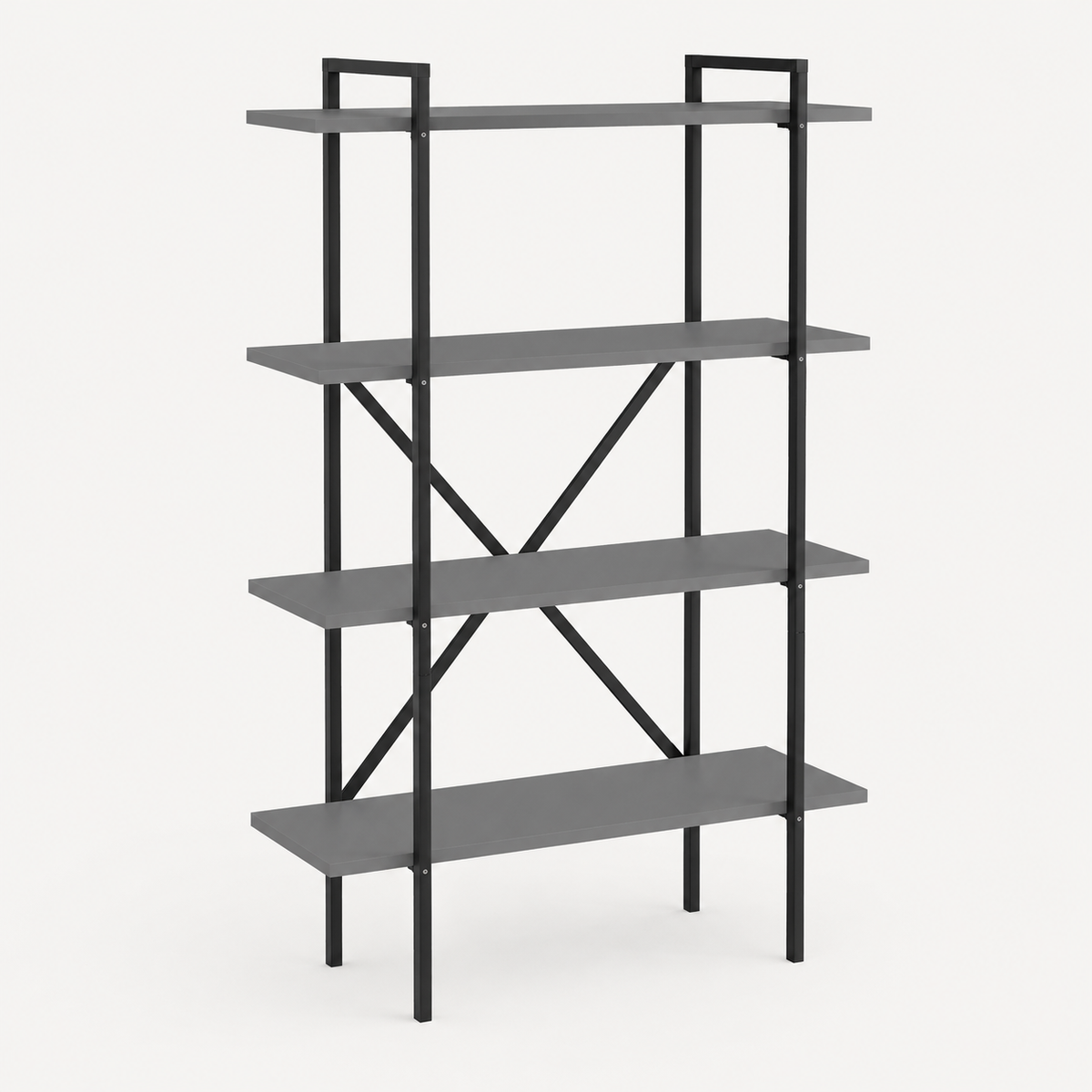 Biblioteca moderna din PAL si metal 90x29,7x159,6 cm, cu 5 rafturi, pentru carti si decoratiuni