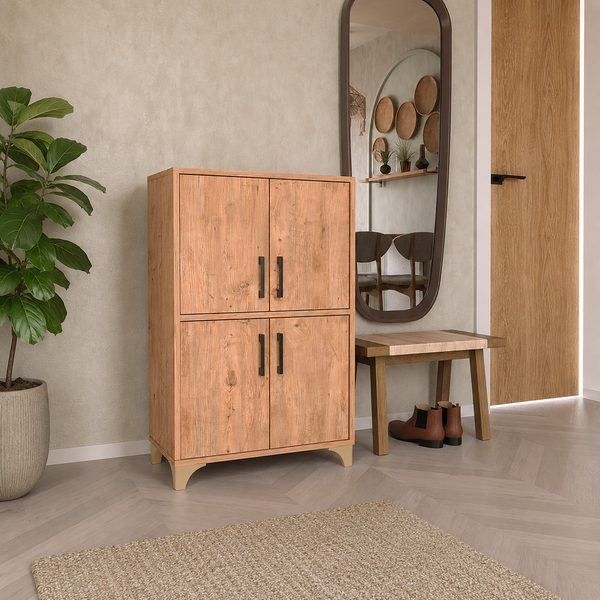 Dulap multifunctional din PAL 62,6x35,8x101 cm, cu 4 usi si 4 compartimente, pentru depozitare
