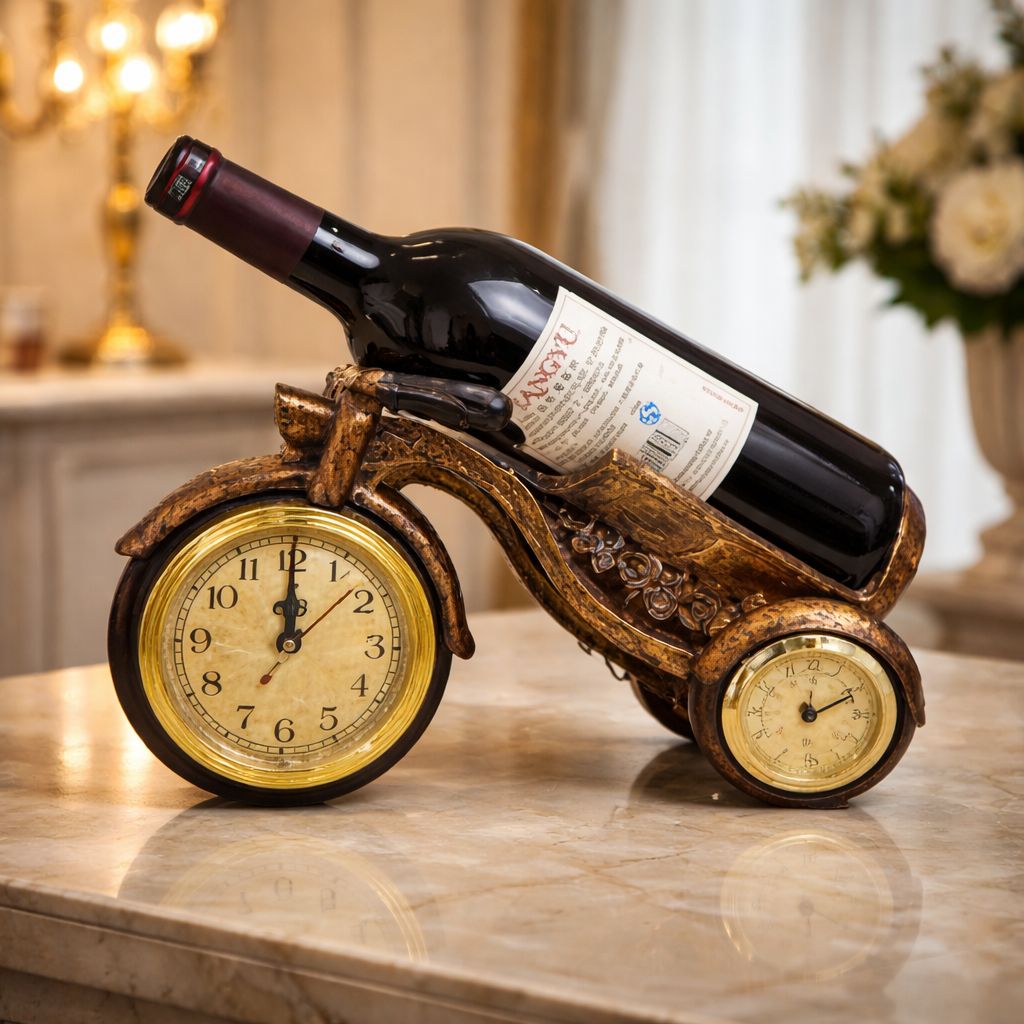 Suport Decorativ pentru Vin cu Ceas – Model Cai / Model Elefant