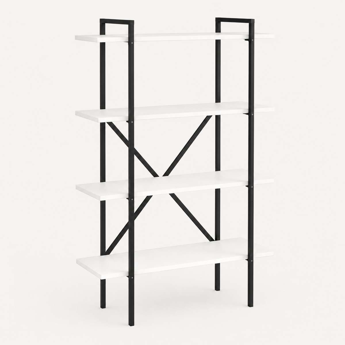 Biblioteca moderna din PAL si metal 90x29,7x159,6 cm, cu 5 rafturi, pentru carti si decoratiuni