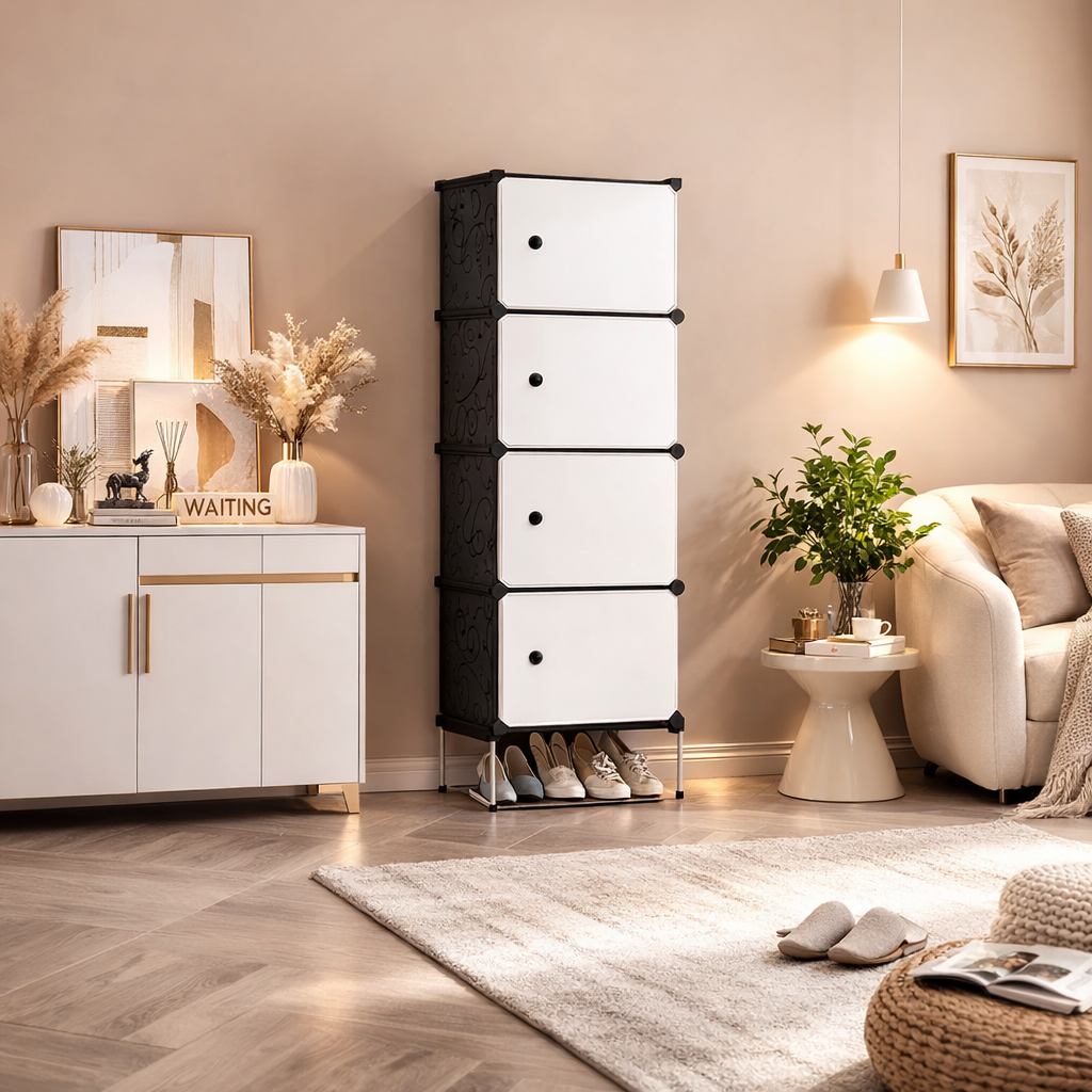 Organizator depozitare 4 compartimente 42x36x136 cm Alb