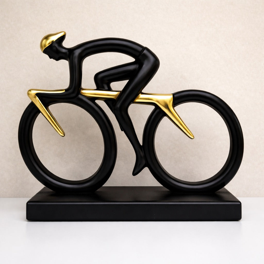 Statueta decorativa Ciclist modern din rasina 20 x 5.5 x 15 cm design premium minimalist