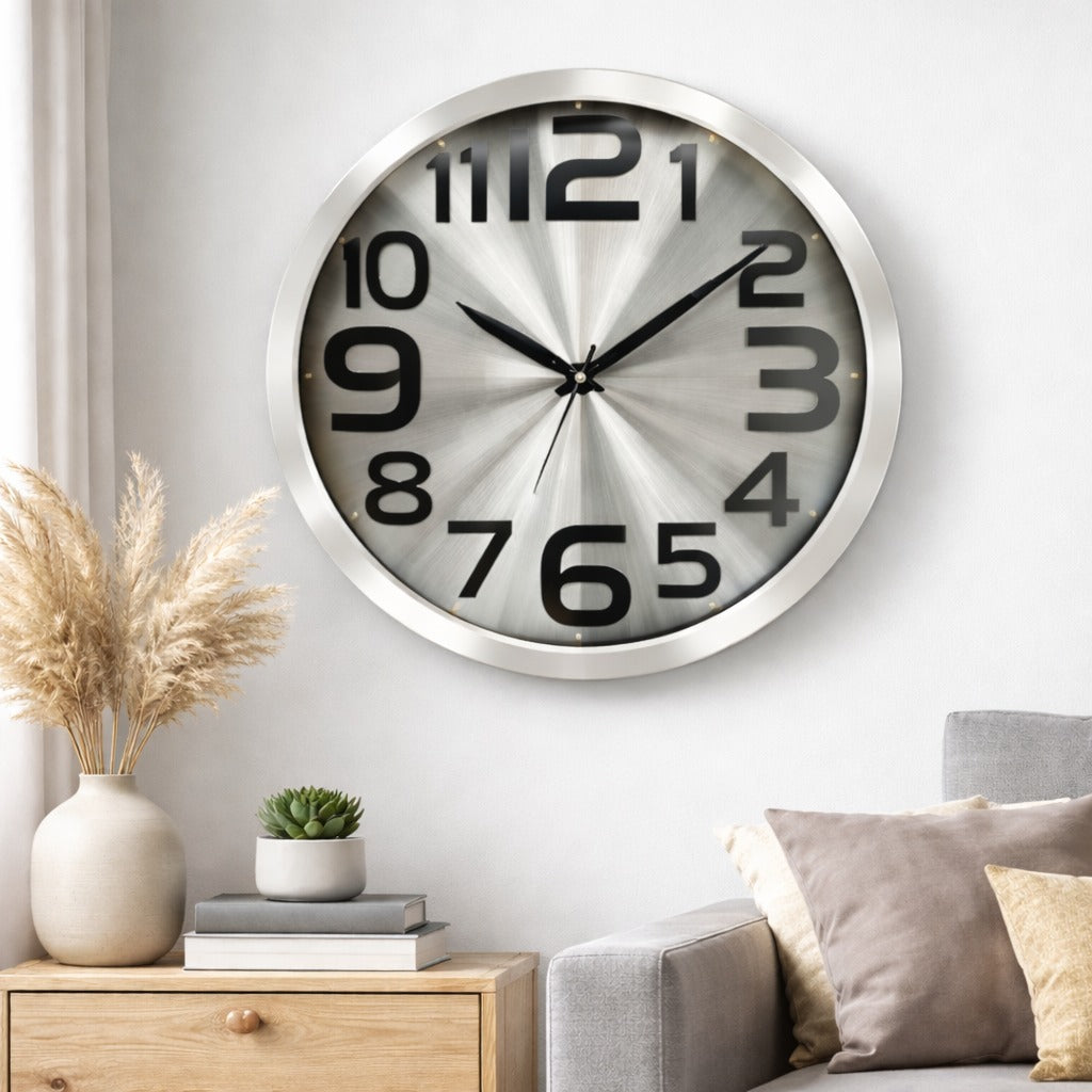 Ceas de perete modern, silentios, aluminiu, design minimalist, 32.5 cm