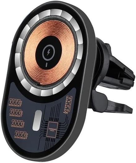 Incarcator wireless masina, sticla securizata, 15W QI, magnetic, pentru iphone