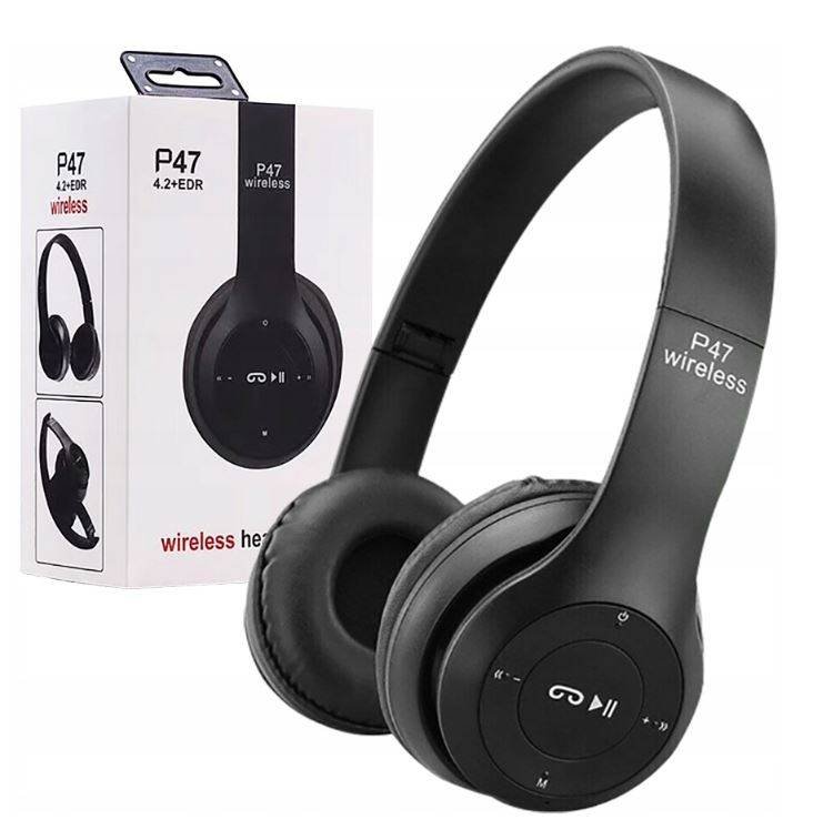 Casti Bluetooth Wireless Over Ear Pliabile Sport Cu Microfon Incorporat P47, negru