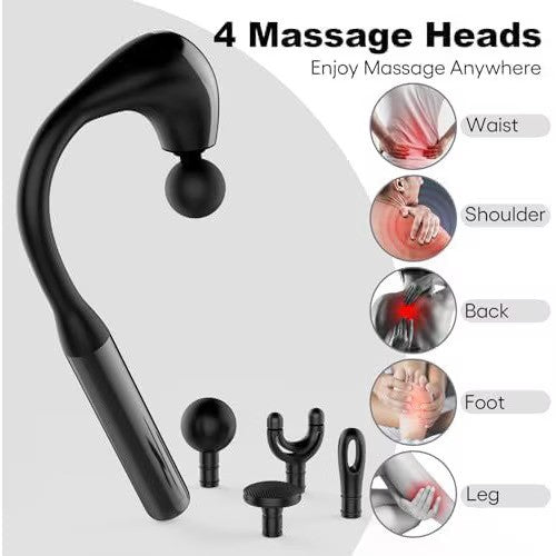 Aparat de masaj profesional cu brat flexibil in forma de U – 9 Moduri, 4 Capete, Reincarcabil, Pentru Muschi si Relaxare