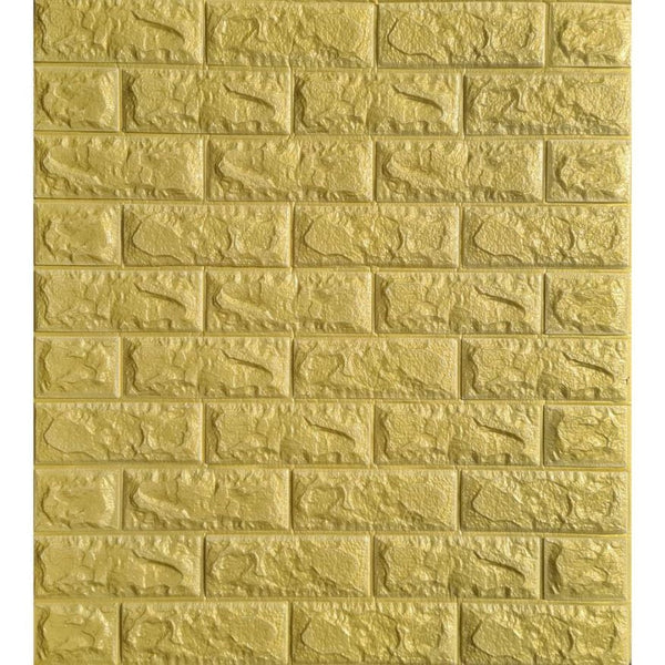 Tapet 3D caramida aurie in relief auto-adeziv pentru interior, 70 x 77 cm