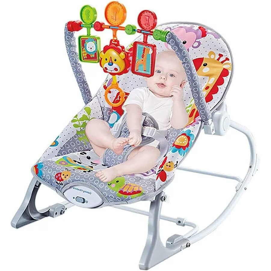 Balansoar multifunctional 3 in 1, 0-18kg, bara de jucarii detasabila, Muzica si Vibratii linistitoare, cadru metalic rezistent, ransformabil