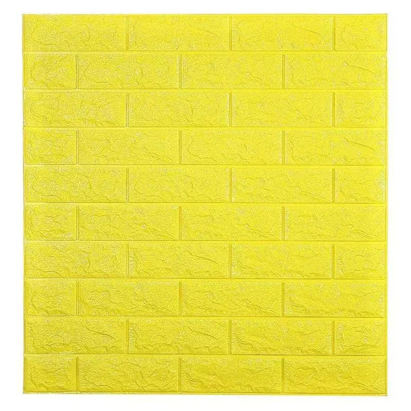 Tapet 3D caramida galbena  auto-adeziv pentru interior, 70 x 77 cm