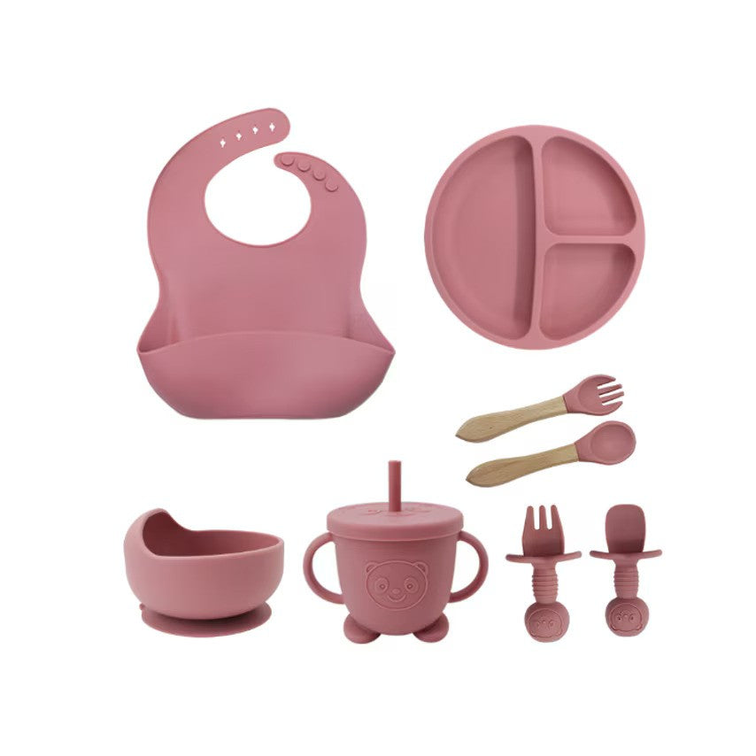 Set hranire bebelusi 8 piese, termorezistente, silicon, fara BPA, pliabile, usor de curatat
