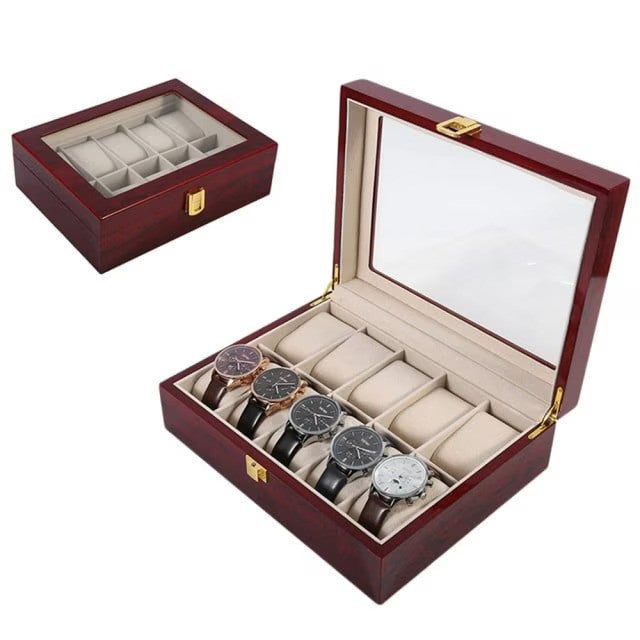 Cutie caseta din lemn pentru depozitare si organizare 10 ceasuri, model Premium