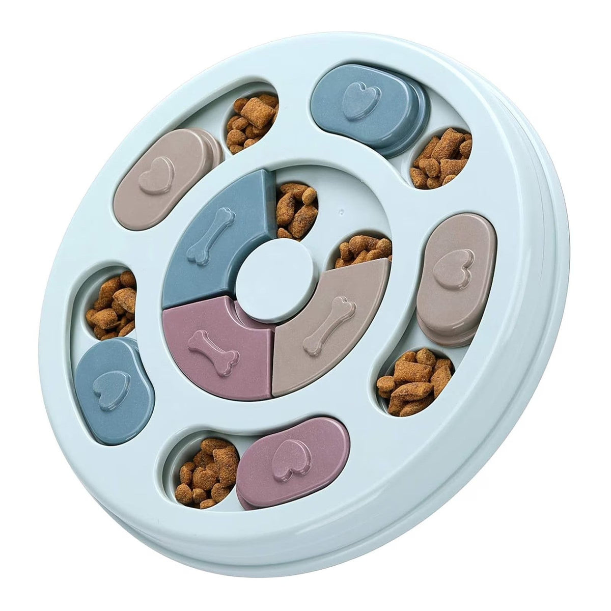 Castron Hranire Lenta Caini Si Pisici, Cu puzzle, 14 zone de hranire, Antiderapant