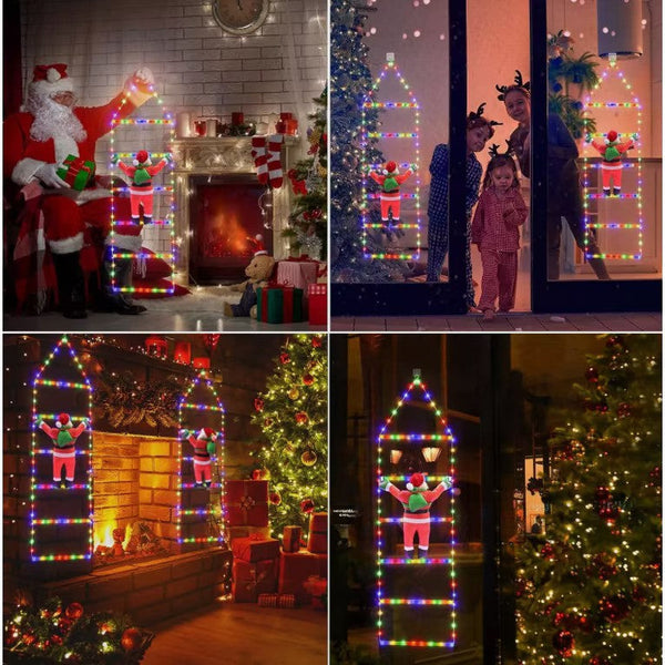 Scara decorativa Mos Craciun cu LED multicolor IP65 pentru interior si exterior 160 x 25 cm