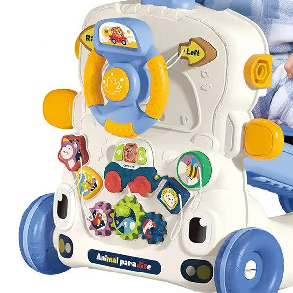 Antemergator 6 in 1  pentru Copii, cu Activitati Montessori de joaca si roti anti-alunecare,