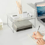 Organizator pliabil pentru bucatarie, sistem de stivuire, picioare inox, 29 x 21 x 16 cm, transparent