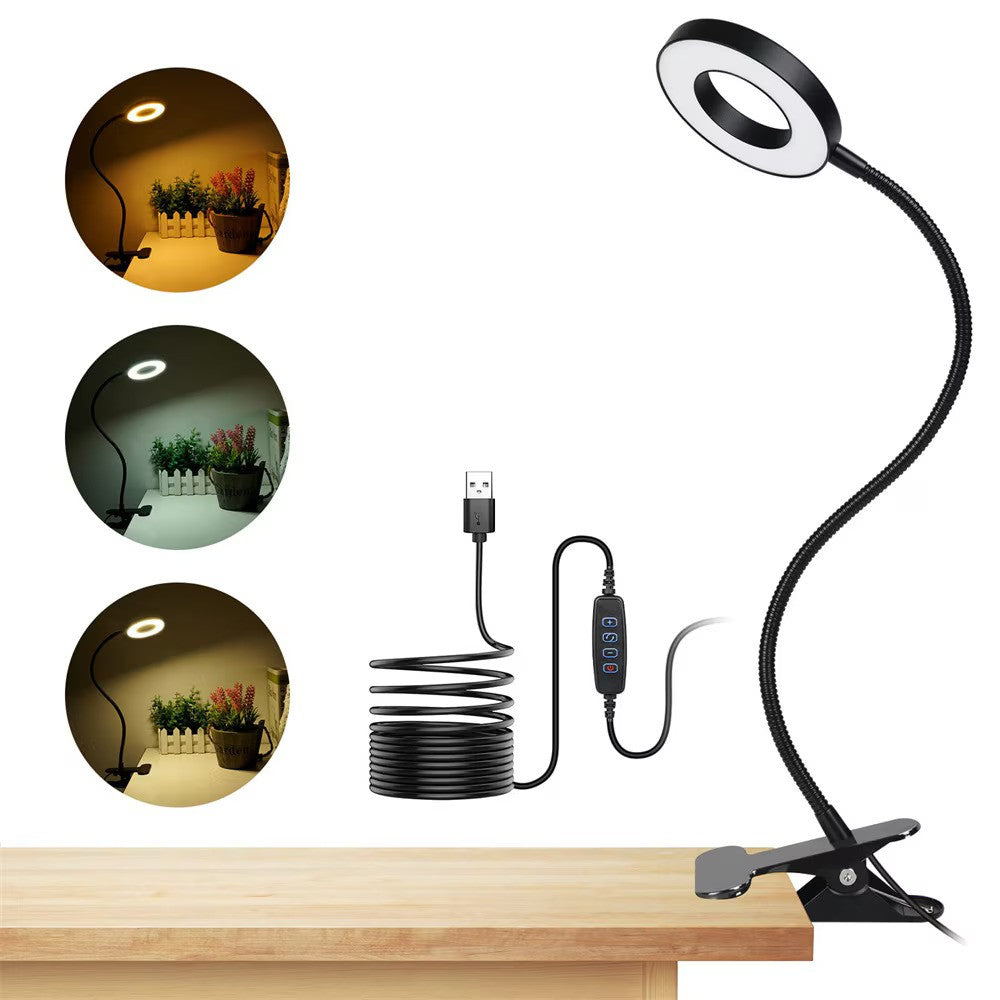 Lampa LED cu clip, 3 moduri de iluminare, 9 niveluri de luminozitate, 38cm, USB