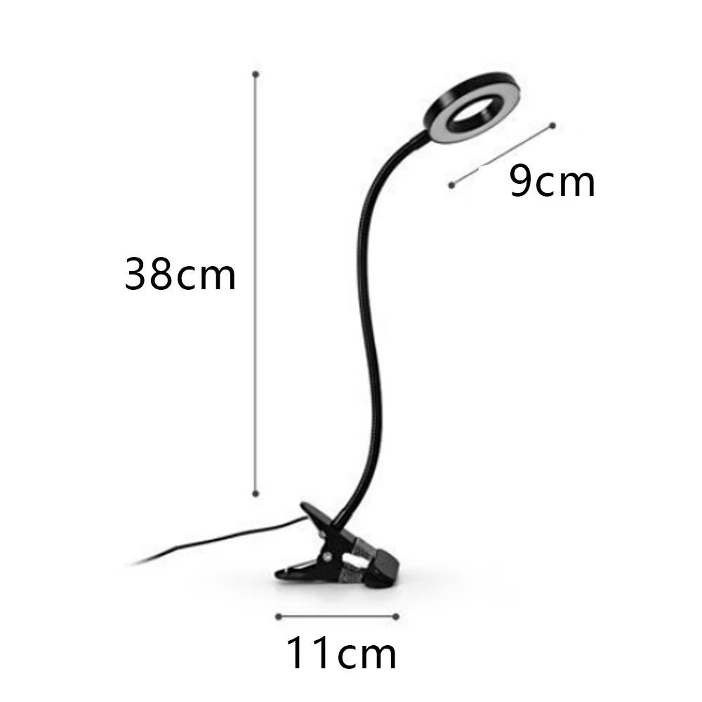 Lampa LED cu clip, 3 moduri de iluminare, 9 niveluri de luminozitate, 38cm, USB
